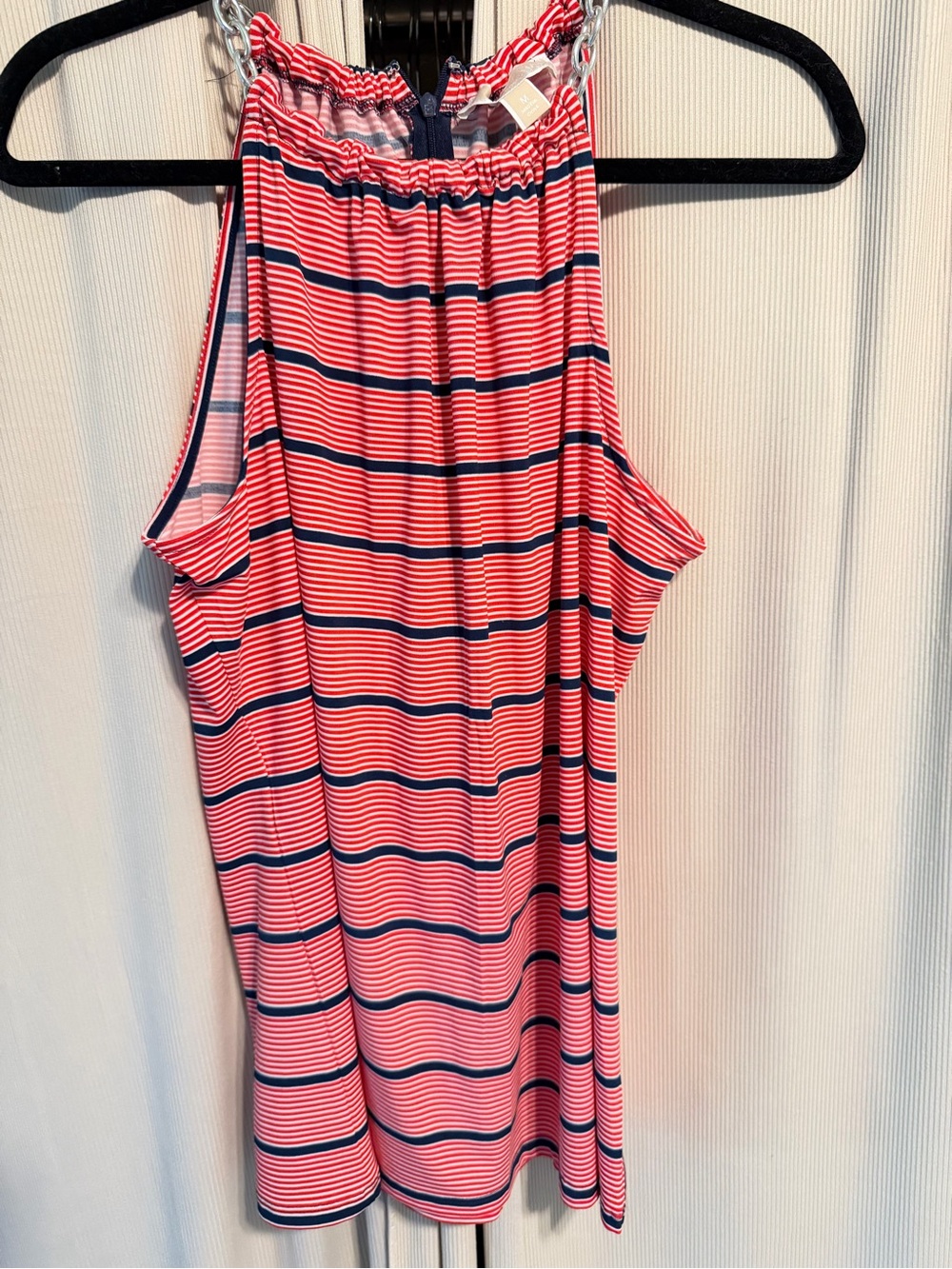 Michael Kors Women’s Red & Navy Striped Halter Tank Top